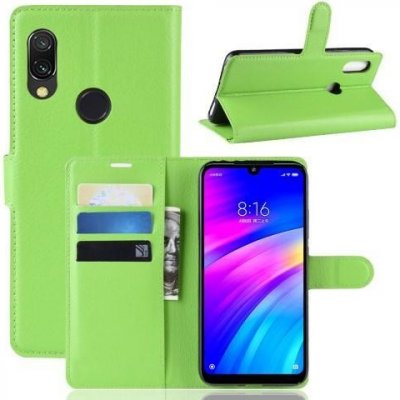 Pouzdro Litchi PU kožené peněženkové Xiaomi Redmi 7 - zelené