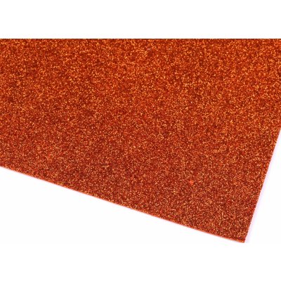 Samolepicí pěnová guma Moosgummi s glitry 20x30 cm - 2 ks Barva: oranžová tm. – Zboží Dáma