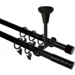 OK-GarnýžeCZ Garnýž kovová dvouřadá 19mm Techno černá 240 cm do stropu / kroužky s žabkou – Sleviste.cz