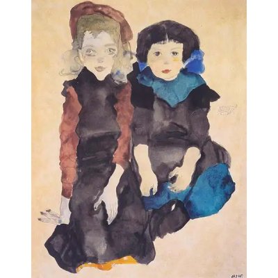 Obrazy - Schiele, Egon: Dvě dívky - reprodukce obrazu – Zboží Mobilmania