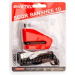 BIKETEC SEQR zámek brzdového kotouče 7,2mm s alarmem 120DB - čep 10mm, rozměr: 81mm X 55mm, 3klíče, bezpečnostní lanko | Zboží Auto