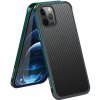 Pouzdro a kryt na mobilní telefon Pouzdro SULADA Apple iPhone 12 / 12 Pro - gumové / kovové - karbonová textura - čiré - tmavě zelené