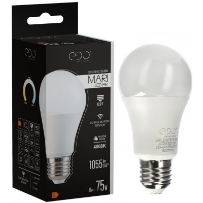 Edo Solutions MARI LED Sensor E27 11W 4000K neutrální NW 1055lm žárovka se senzorem pohybu a soumraku