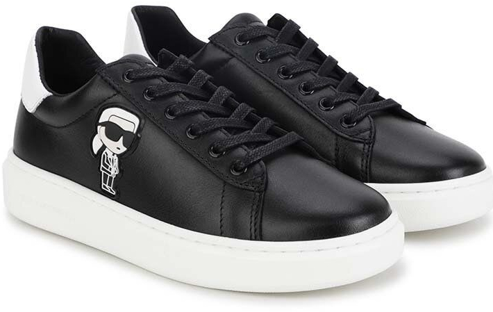 Karl Lagerfeld dětské kožené sneakers boty černá