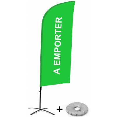 Jansen Display Kompletní sada reklamní vlajky ve tvaru křídla, Take away, zelená francouzština Křížová Základna, 1273 x 3030 mm – Zboží Živě