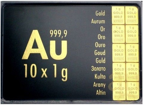 Gold Combibarren Valcambi zlatý slitek 10x1 g
