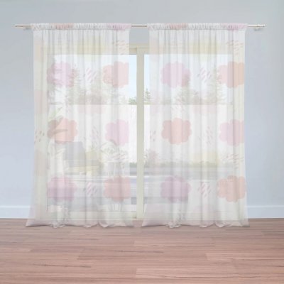 Sablio Záclony Barevné obláčky: 2ks 150x250cm – Zboží Mobilmania