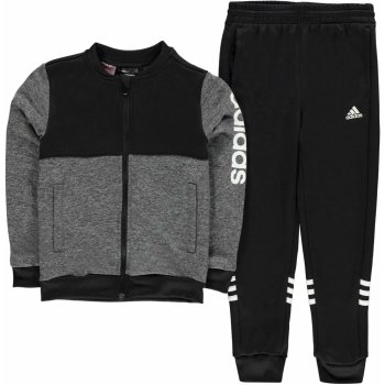 Adidas Linear Logo Tracksuit Junior Boys DkGrey Blk Wht