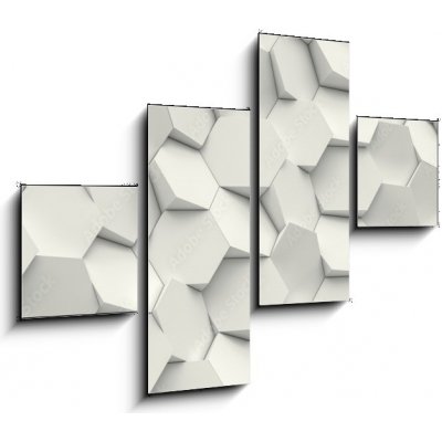 Obraz 4D čtyřdílný - 120 x 90 cm - hexagon geometric background geometrické pozadí šestiúhelníku – Hledejceny.cz