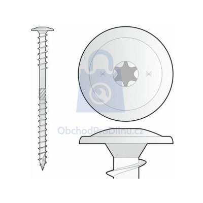 Vrut pro nadkrokevní izolace s talířovou hlavou a vrtáčkem, pozinkovaný 8 x 300, balení 50 ks – Hledejceny.cz