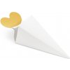 Svatební cukrovinka PartyDeco Papírové krabičky kornoutky se zlatým srdcem 6 ks