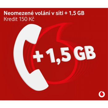 Vodafone SIM karta 150 Kč Neomezené volání v síti + 1.2 GB