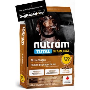 Nutram T27 Total Grain Free Turkey Chicken Duck Dog 5,4 kg