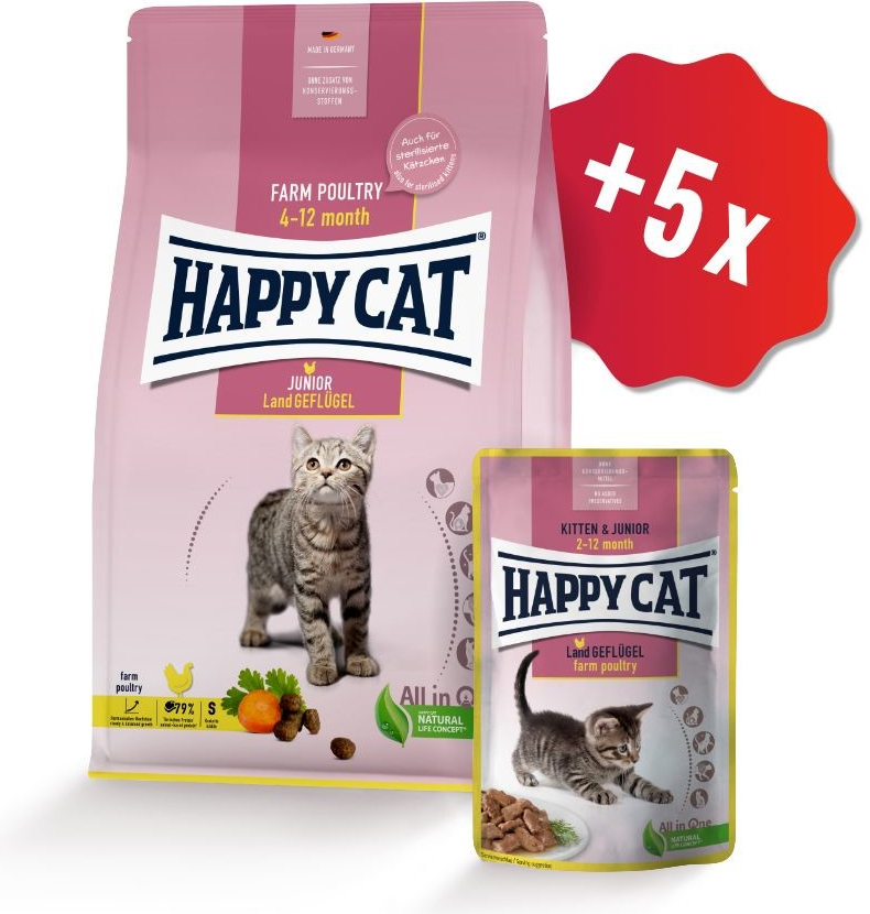 Happy Cat Junior Land Geflügel Drůbež 4 kg