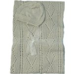 Baby Nellys Háčkovaná sada dečka s čepičkou šedá – Sleviste.cz