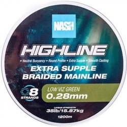 NASH Pletená šňůra Highline Extra Supple Braid Green 1200m 0,18mm 11,3kg