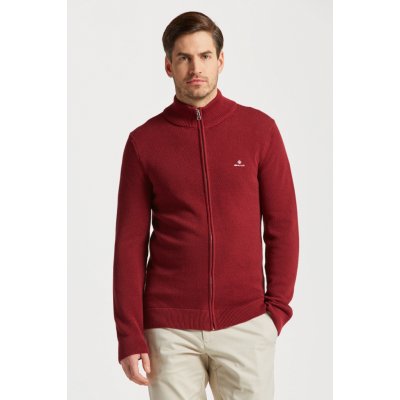 Gant Cotton Pique Zip Cardigan červená – Hledejceny.cz