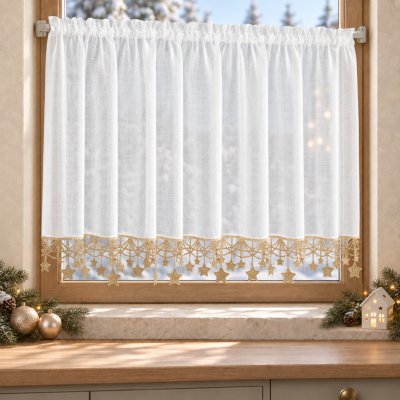 Vánoční dekorační krátká vitrážová záclona do kuchyně STARS III. 150x90 cm MyBestHome – Hledejceny.cz