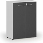 Primo Kancelářská skříň s dveřmi WHITE, 1087 x 800 x 420 mm, bílá/grafit – Zboží Dáma