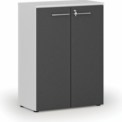 Primo Kancelářská skříň s dveřmi WHITE, 1087 x 800 x 420 mm, bílá/grafit – Zboží Dáma