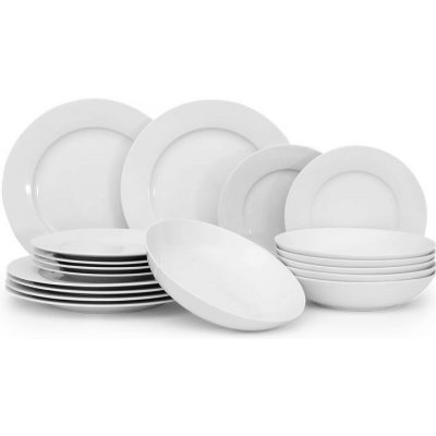 HIT HT-27020392 Jídelní sada talířů bílá 18 ks – Zboží Dáma