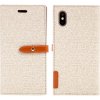 Pouzdro a kryt na mobilní telefon Apple Pouzdro Mercury Milano Diary Apple iPhone X - látková textura - béžové