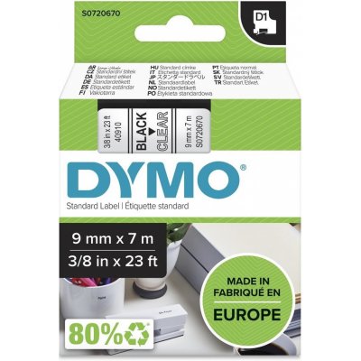 DYMO páska D1 9mm x 7m, černá na průhledné, 40910, S0720670 – Zbozi.Blesk.cz