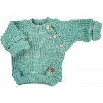 Pletený svetřík pro miminko s knoflíčky Lovely prodloužené náplety mátový – Zboží Dáma