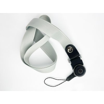 Šňůrka na mobilní telefon s plastovým zámkem, šířka 2 cm, barva šedá – Zboží Živě