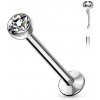 Piercing Šperky4U labreta s čirým zirkonem LB0018-12082