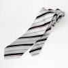 Kravata Hedvábná kravata LeeOppenheimer černobílá s pruhy