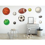 Nalepte.cz Sportovní míče samolepky na zeď 47 x 26 cm – Zboží Dáma