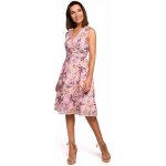 Stylove denní šaty S225 Style s květy růžová – Zboží Mobilmania