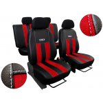 Autopotah Automega Škoda Fabia II, zadní dělena, kůže s alcantarou, GT červené