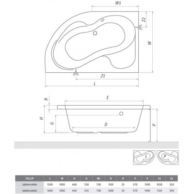 Roth Project Line Tullip 150 150 x 100 cm 5158000 – Zboží Mobilmania