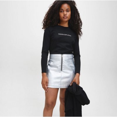 Calvin Klein dámská koženková stříbrná sukně Faux Leather Mini Skirt – Hledejceny.cz