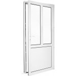 SkladOken.cz Plastové vedlejší vchodové dveře jednokřídlé 98x208 cm (980x2080 mm), dělené D3, bílé, PRAVÉ – Zboží Mobilmania