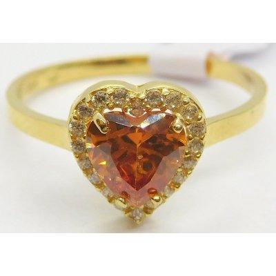 Klenoty Budín Dámský srdíčkový zásnubní prsten ze žlutého zlata se záhnědou HK1110 – Zboží Mobilmania
