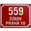 Smaltovaná cedule číslo popisné 32 x 25 cm červená, pražská norma