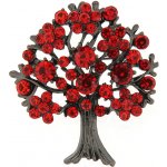 Biju brož strom s broušenými kamínky červená 9001731-4 – Zboží Mobilmania