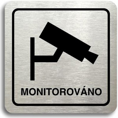 Accept Piktogram "monitorováno" (80 × 80 mm) (stříbrná tabulka - černý tisk) – Zboží Mobilmania