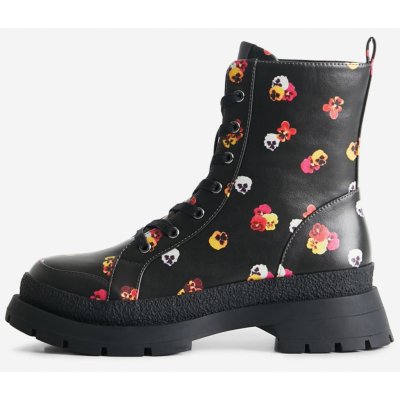 Desigual dámské kotníkové květované boty Boot Flowers černá – Zboží Mobilmania