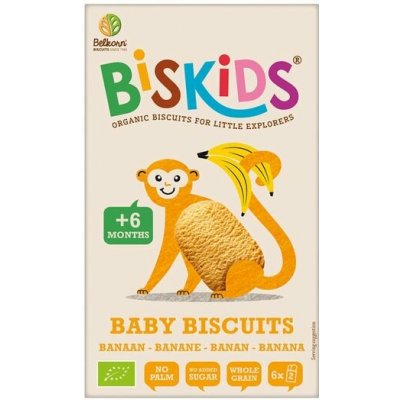 BISkids BIO dětské celozrnné sušenky s banánem bez přidaného cukru 6M+, 120 g – Zboží Dáma
