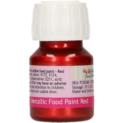 FunCakes Jedlá červená metalická potravinářská barva Metallic Food Paint Red 30 ml