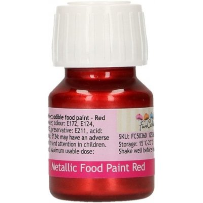 FunCakes Jedlá červená metalická potravinářská barva Metallic Food Paint Red 30 ml – Sleviste.cz