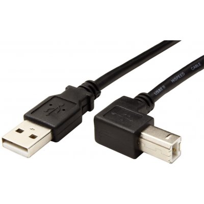 Wiretek 11.92.8821 USB2.0 A-B, (A-M/B-M), lomený konektor B, 2m, černý – Zboží Mobilmania