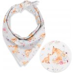 Biante Dětský bavlněný šátek Sandra SA-694 Veverky a lišky mezi květinami na bílém – Zboží Mobilmania