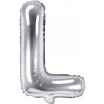PARTYDECO Balón foliový písmeno L 35 cm stříbrný NELZE PLNIT HELIEM – Zbozi.Blesk.cz