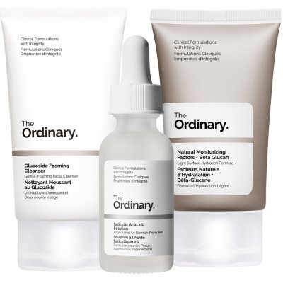 The Ordinary The Clear Set Glucoside Foaming Cleanser čisticí gel 50 ml + Salicylic Acid 2% Solution pleťové sérum 30 ml + Natural Moisturizing Factors + Beta Glucan hydratační gel krém 30 ml – Sleviste.cz