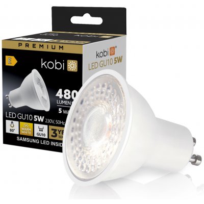 Kobi LED žárovka GU10 5W 3000K teplá 430lm Samsung Premium – Hledejceny.cz